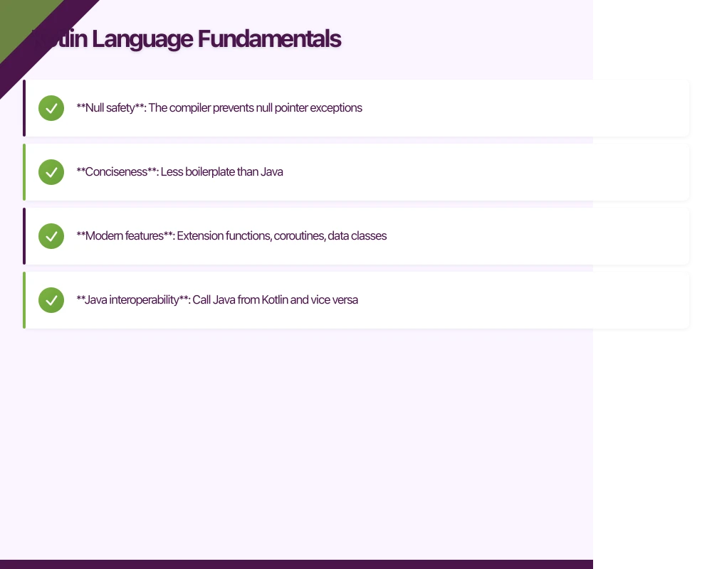 Kotlin Language Fundamentals Infographic