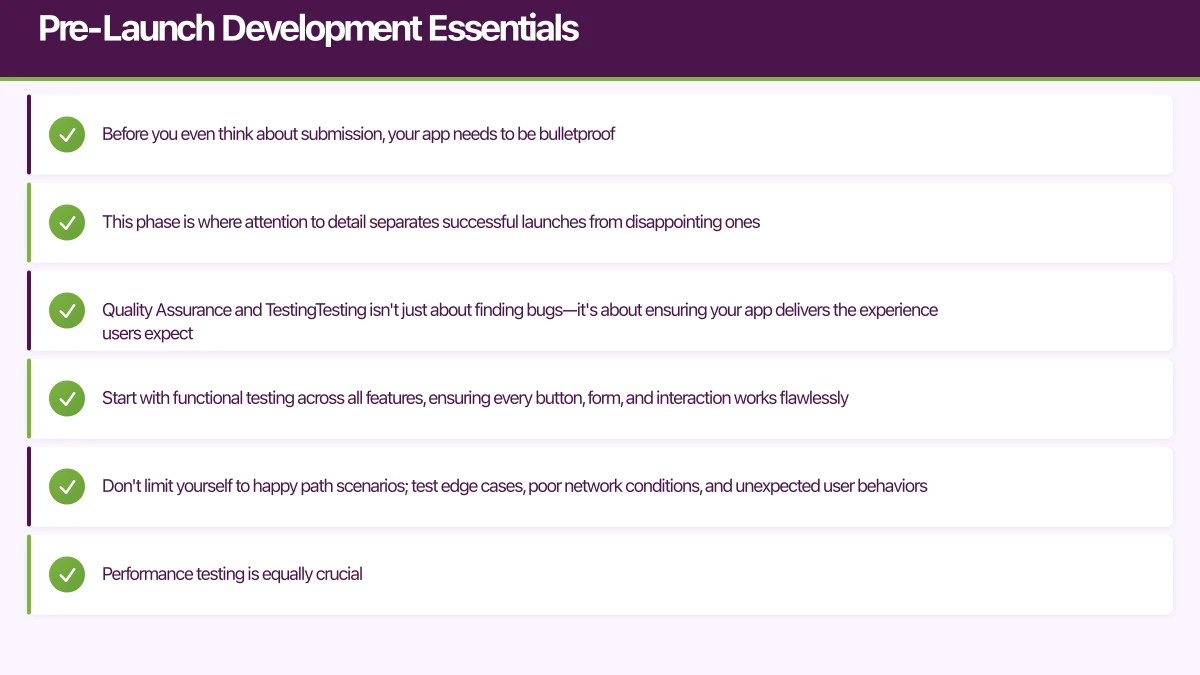 Pre-Launch Development Essentials Infographic