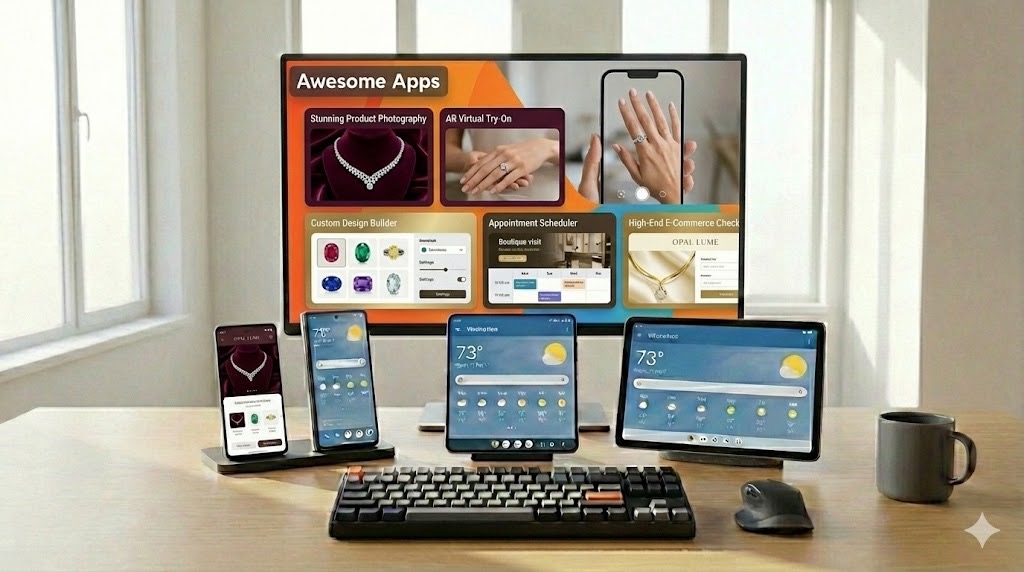 Luxury jewelry app features: AR try-on, collection gallery, and appointment booking