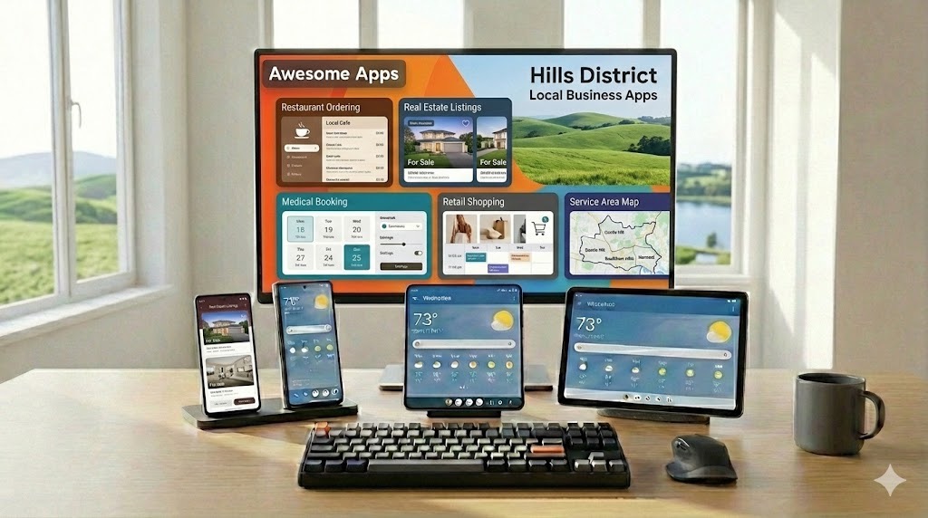 Hills District business apps: restaurant ordering, medical booking, and local services